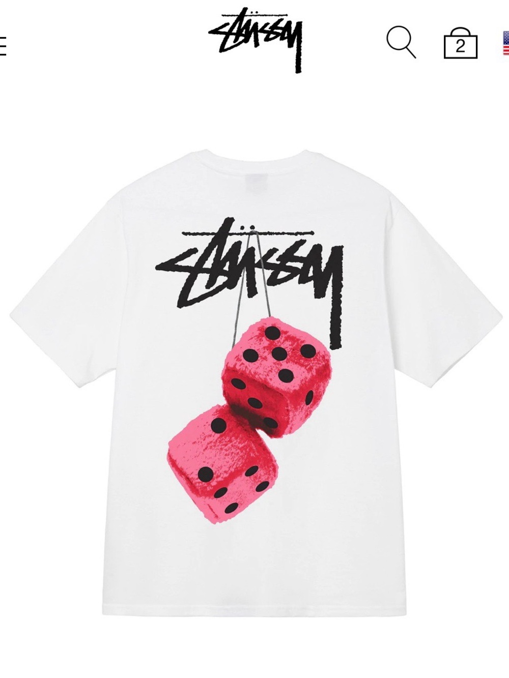 NWT Stussy Fuzzy Dice Tee - Short Sleeve T-shirt Size Medium new